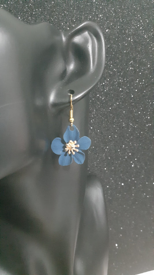 Fun Flower Ceramic Drop Earrings Blue - Pacific Collection