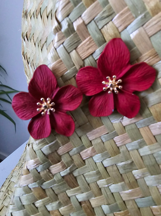 Fun Flower Ceramic Stud Earrings Red - Pacific Collection