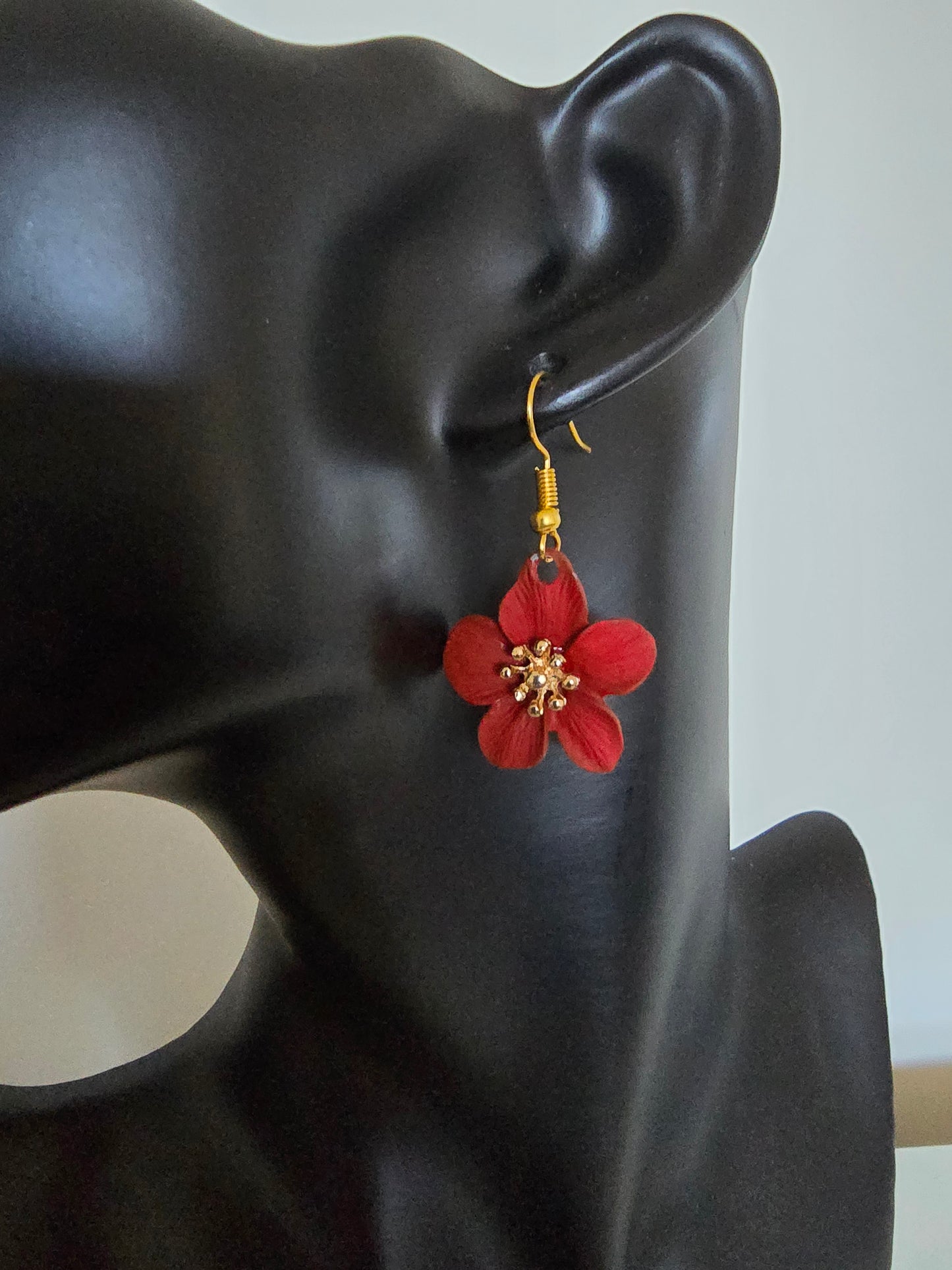 Fun Flower Ceramic Drop Earrings Red - Pacific Collection