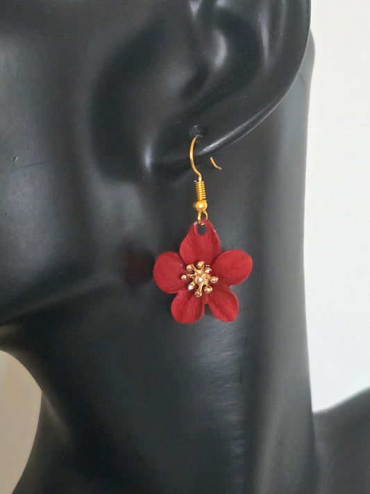 Fun Flower Ceramic Drop Earrings Red - Pacific Collection