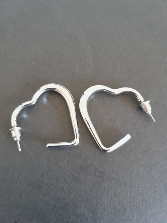 Charming Silver Coloured Heart Hoop