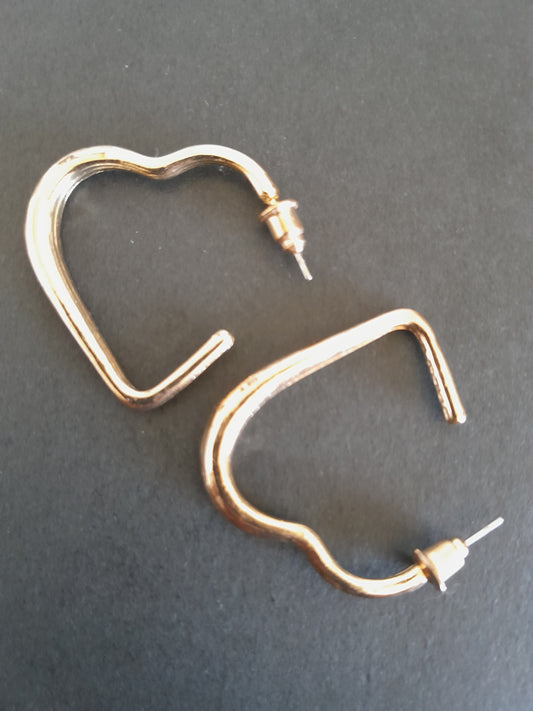 Charming Gold Coloured Heart Hoop