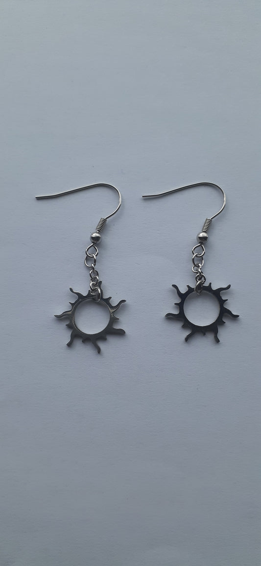 Stainless Steel Flaming Sun Earrings