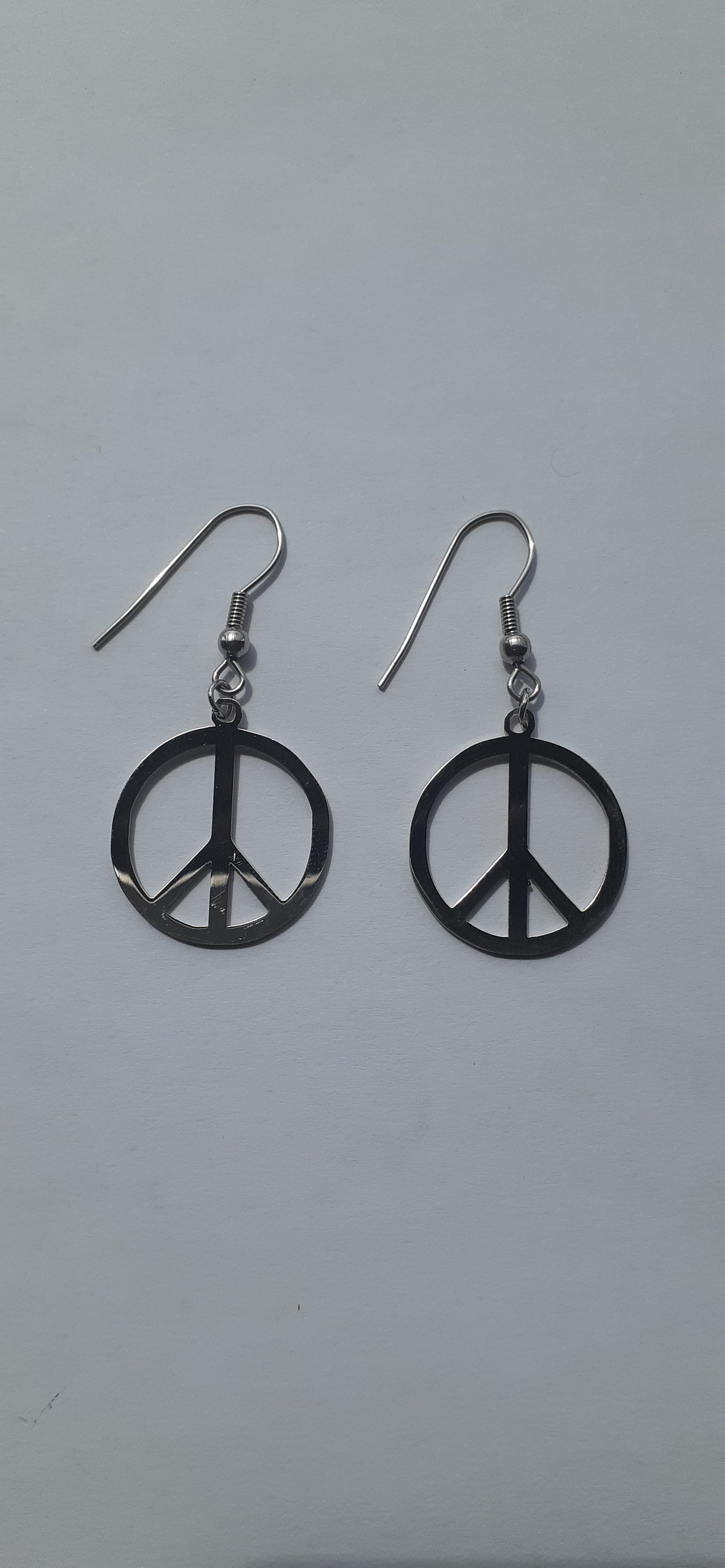 Stainless Steel Peace Sign Earrings