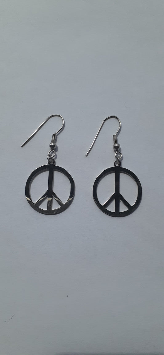 Stainless Steel Peace Sign Earrings